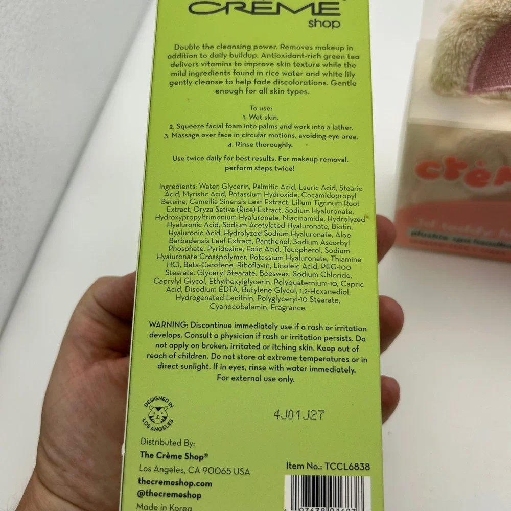 The Creme Shop 2-in-1 Daily Cleanser & 3D Teddy Plushie Spa Headband Set‎ NEW